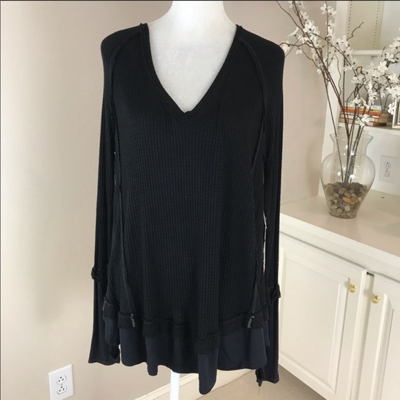 NWT Free People Laguna Black Thermal Top S - Picture 4 of 7